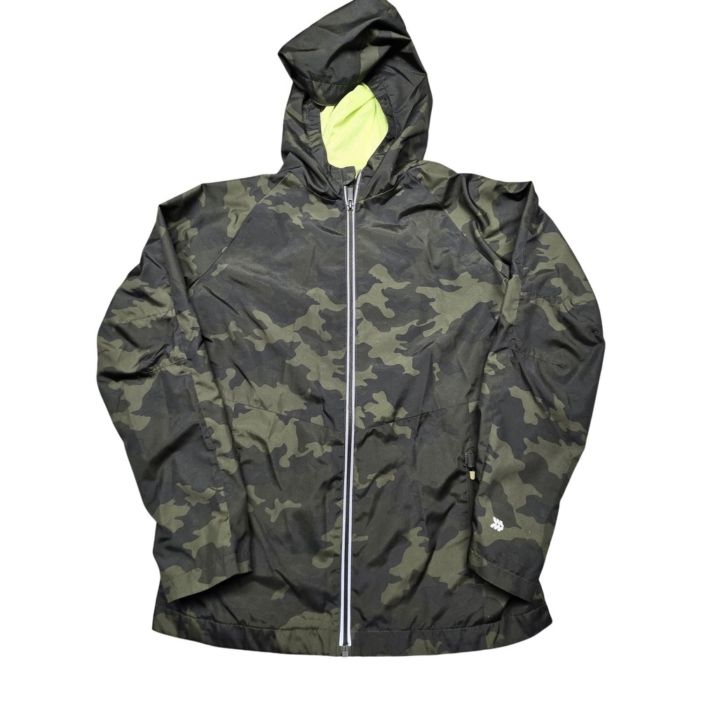 All In Motion Jacket Mens Large Camo Hooded Windbreaker Lightweight Full Zip